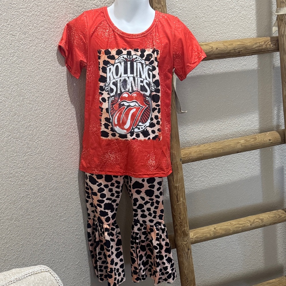 Western Bell bottom roll Stone kids set- Red and Black 4T